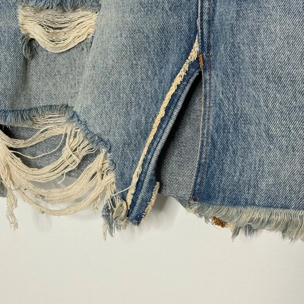 We the free distressed denim mini‎ skirt